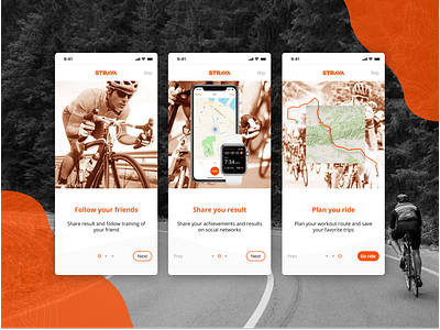 Onboarding for Strava app (fan version) app app design application figma graphic design interface ios iu onboarding onboarding ui screen strava ux