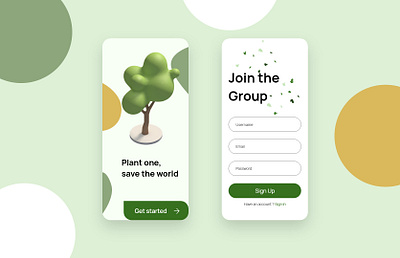 Mobile Sign Up Page for a tree planting campaign mobile app design mobile ui signup uidesign