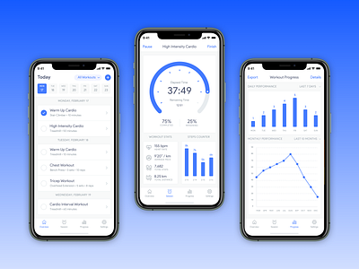 Workout Tracking App 2020 trends android app design apple blue clean ui dailyuichallenge design design inspiration dribbble dribbble best shot fitness app google health app inspiration ios app ios app design mobile app design training app ui design uidesign