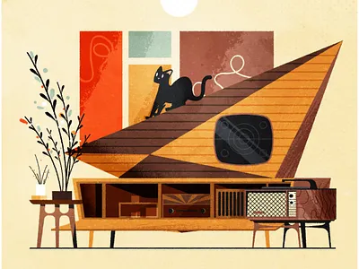 Komet! cat design furniture illustration illustrator midcenturymodern minimalist retro retrofuturism texture vector