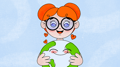 Greenpeace Character | Illustration character earth eco ecology girl glasess greenpeace illustration kids kids art planet planet earth save the planet