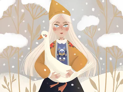 Girl with goose character childrens illustration design digital art digital illustration girl illustration illustration illustration art vector art vector illustration