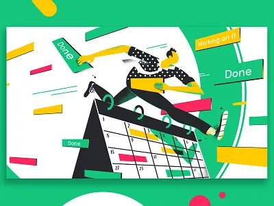 Agile planning agile blog illustration branding calendar character design editorial illustration fast illustration monday.com project manager project managment sprint tasks