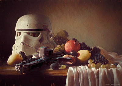 Trooper helmet on Still life classical digital painting helmet illustration painting still life stilllife stormtrooper