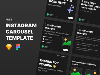 Instagram Carousel Template for Sketch & Figma carousel components design system figma fonts free freebie icons instagram instagram post interface mobile sketch symbols typography ui ui kit ux web