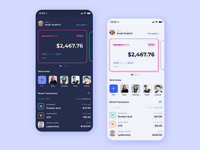 Banking App UI design app app design banking banking app card dark ui light ui money app ui ui design