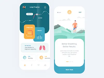 Lungs Health Mobile App app clean design flat illustration ios mobile ui ux