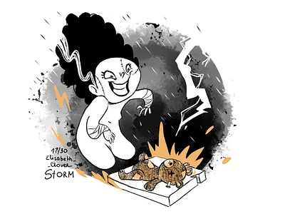 Storm bear children children book illustration childrens illustration francinstein helloween illustration illustrator inktober inktober2020 lightning sketch storm teddy teslo teslo thunderstorm