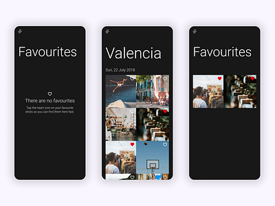 Favourites / Favorites app dailyui dailyuichallenge design favorite favourite heart images like photography ui ux