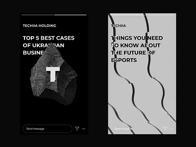 Instagram Stories. TECHIIA Identity agency animation black brand identity branding design instagram stories logo minimal mobile motion rock stories typography ui