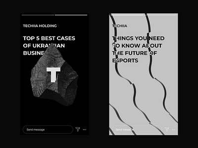 Instagram Stories. TECHIIA Identity agency animation black brand identity branding design instagram stories logo minimal mobile motion rock stories typography ui