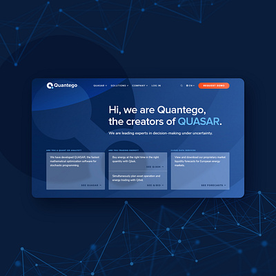 Quantego – website design brand design company branding design hero hero section homepage it logistics minimal startup technology ui website