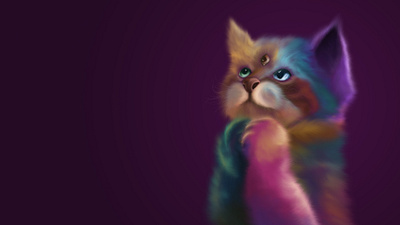 PsychedeliCat - Kitten praying cat cats colors design digital art illustration kitten procreate psychedelic purple