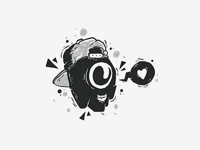 B&W Character #2 black white black and white blackandwhite cartoon character character design doodle drawing fun art graffiti halftone halftones heart illustration love monster procreate streetart vector