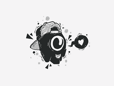 B&W Character #2 black white black and white blackandwhite cartoon character character design doodle drawing fun art graffiti halftone halftones heart illustration love monster procreate streetart vector