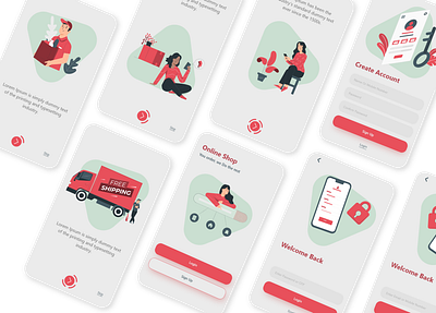 Online Shop Application app design flat login page ui