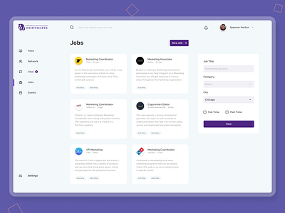 Job List in Alumni Social Network alumni app design clean dashboard design job portal product design social network ui user experience ux