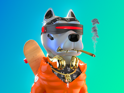 DJ Dog Skateboarder 3d art crypto art nft nft art nft character nft collection nft token p2e p2e game