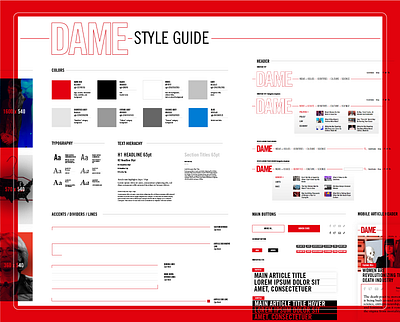 DAME - Amplifying the Impact of a Digital Magazine branding color icon illustration journalism logo music red rock styleguide typography ui ux uxdesign uxui vector web webdesign webdevelopment website