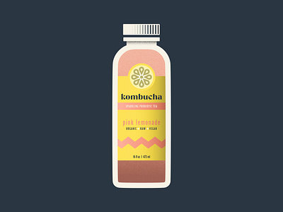 Kombucha Bottle beverage beverage design bottle bottle label bottle mockup citrus drink fruit glass juice kombucha kombucha bottle lemon lemonade organic pink raw tea vegan yellow
