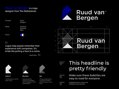 Ruud van Bergen - Logo Grid blue branding design icon lettering logo design logo designer logo grid logodesign logotype mountains r ruud van bergen simplicity sky typography