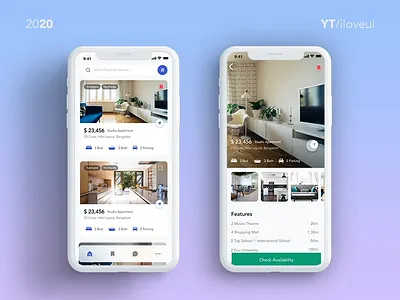 Adobe xd UI Inspirations - iOS app Design, Prototype, Auto anima app design interaction interaction design real estate real estate app responsive ui ux website