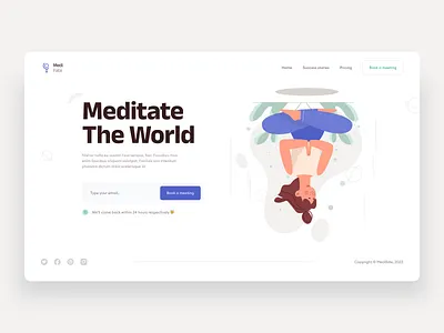 Meditation Club Landing Page calm emotion emotional figma header health healthy medic meditate meditation meditation club mental mental health mentalhealth psychology therapist ui design web design website design yoga