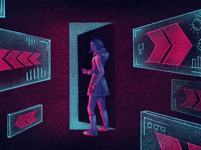 Exit Intent cyberpunk editorial illustration illustration illustrator neon procreate