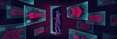 Exit Intent cyberpunk editorial illustration illustration illustrator neon procreate