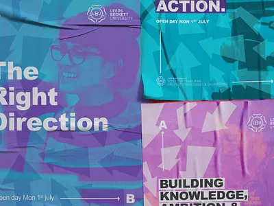 Leeds Beckett Promotional Design - Tender advertising advertisment arrows branding clean contemporary design flat minimal poster promotion prospectus school uni university