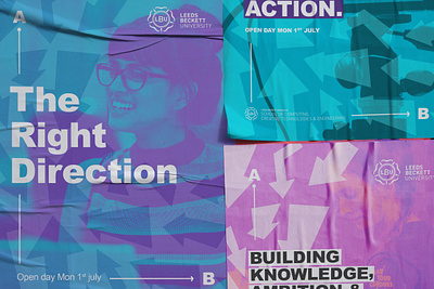 Leeds Beckett Promotional Design - Tender advertising advertisment arrows branding clean contemporary design flat minimal poster promotion prospectus school uni university