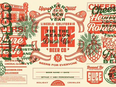 Slice Holiday Crowler badge beer branding brethren california christmas craft beer crowlers holidays hops identity illustration lettering logo new year packaging slice typography