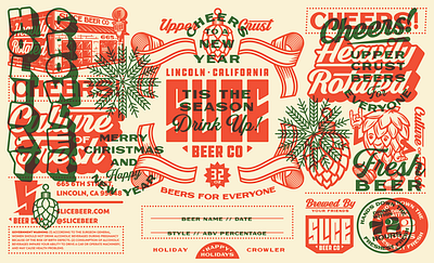 Slice Holiday Crowler badge beer branding brethren california christmas craft beer crowlers holidays hops identity illustration lettering logo new year packaging slice typography