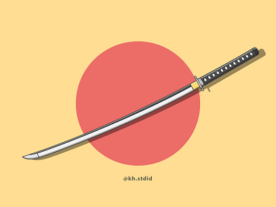 Katana Flat Illustration cartoons designs digital art flat illustration flat illustrations flat illustrator illustration digital japan katana simple simple design simple designs simple illustration soft colors sword traditional weapon