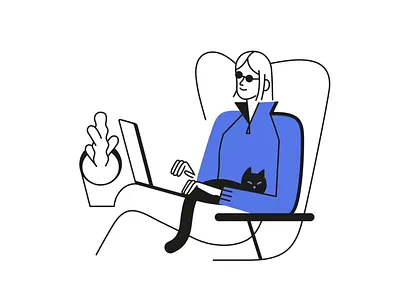 The animation for the IT-product animation cat chair computer illustration it laptop lottie lottie files motion graphics plant vector web