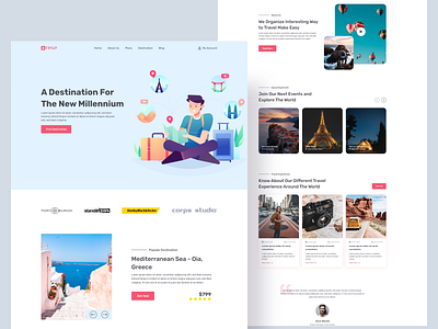 TRAVP - Travel Agency Landing Page Design agency landing page agency website homepage illustration landing page landing page ui minimal tourism tourism website travel agency travel blog travel guide travelling trip planner typography ui design user interface vacation webdesign website design