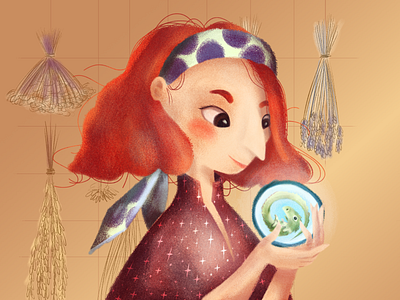Birth of the new familiar: the green dragon digital digital art digital painting fairytales herbalist illustration magic witch witchcraft