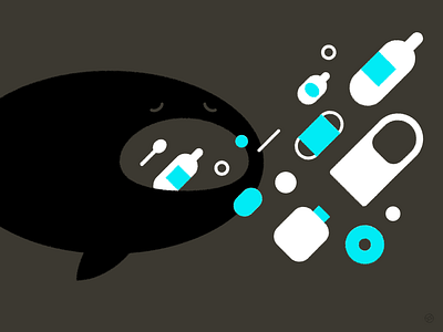 Let's Do More for Less Plastic accent black conceptual environment fish geometric illustration minimal plastic pollution shape simple vector whale