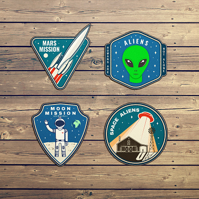 Space Adventure 🚀 Patches adventure alien logo patch patch design space ufo vector