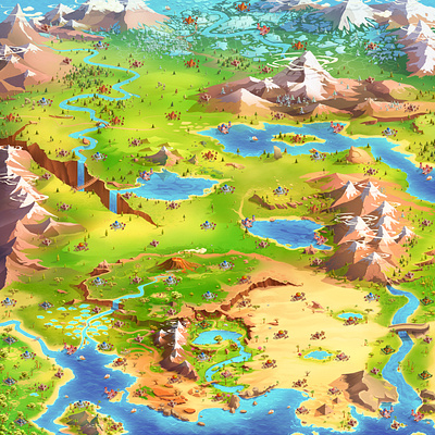 Game map art concept art design digital 2d digital art environment fantasy game illustration isometric art map mobile games