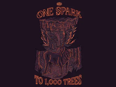 OneSpark to 1,000 Trees digital illustration forest creature illustration leave no trace outdoor awareness outdoor education outdoors procreate procreate app procreate illustration resource management typography