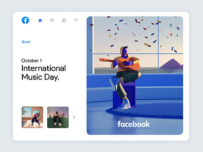 Facebook Always On | 03 3d app architecture art blender branding character cinema4d design facebook illustration inspiration interface music music player musician skeumorphic ui ux web