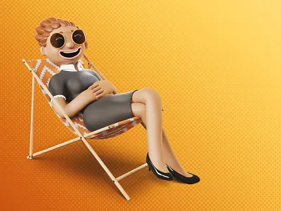 Foncia | A business woman on summer holidays 👩‍💼😎 3d blender blendercycles branding character characterdesign design digital illustration illustration marketing marketing campaign print trend