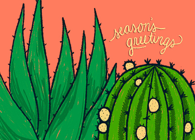 SeasonsGreetings2018 cactus design graphic design illustration procreate succulent