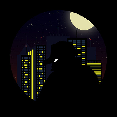 Mystery at Night adobe building city flat illustration moon mystery night skyscraper spy stars vector