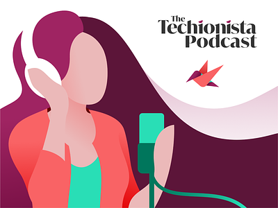 Tech Podcast Branding academy brand branding bright design designer hummingbird illustration logo logo design podcast tech typography vector