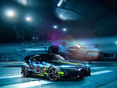 Toyota Supra - Custom Livery adobe art blue brand car design designer fast japan livery navy new photoshop race scifi ship spaceship speed supra toyota
