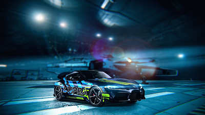 Toyota Supra - Custom Livery adobe art blue brand car design designer fast japan livery navy new photoshop race scifi ship spaceship speed supra toyota