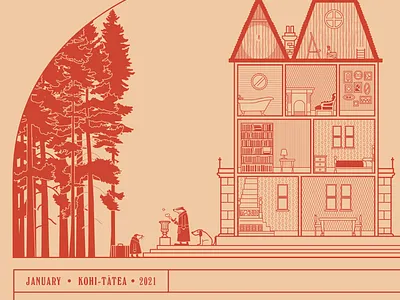 The Distant Relative Arrives calendar illustration