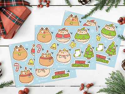 Merry Christmas sticker set christmas cute cute art illustration sticker sticker design